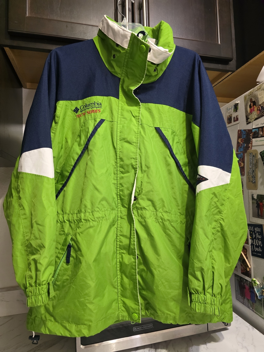 Columbia Women Lime Green and Navy Tech Series Jacket Medium